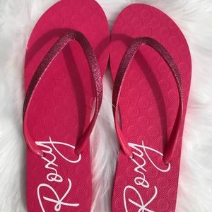 NWOT: Roxy Pink Glitter Flip Flop Size 10